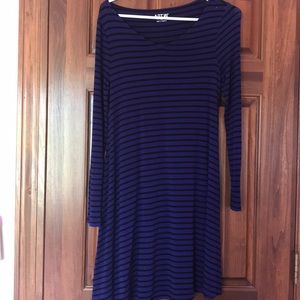 Blue & black stripe dress- long sleeve